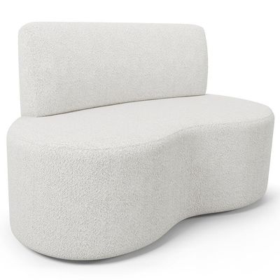 Sofá 2 Lugares Orgânico Para Sala De Estar Living Larissa L02 Bouclê Branco - Lyam Decor