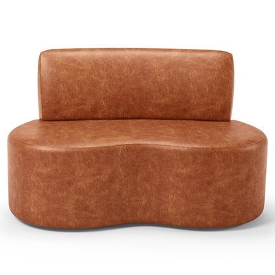 Sofá 2 Lugares Orgânico Para Sala De Estar Living Larissa L02 Couríssimo Camel - Lyam Decor