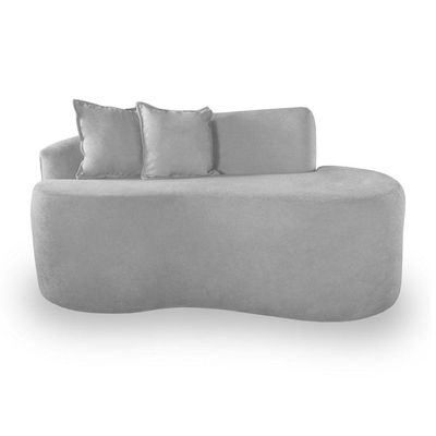 Sofá Feijão De Canto Curvado Elegante 2 Lugares Bouclé Cor:bouclé Cinza