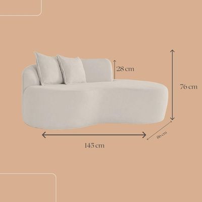 Sofá Feijão De Canto Curvado Elegante 2 Lugares Bouclé Cor:bouclé Cinza