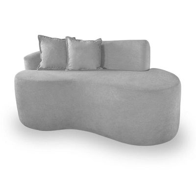 Sofá Feijão De Canto Curvado Elegante 2 Lugares Bouclé Cor:bouclé Cinza