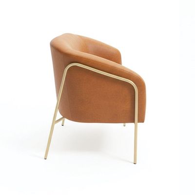 Sofá 2 Lugares Namoradeira Stella Base Industrial Alta Dourada Sintético Pu D03 - D'rossi Whisky