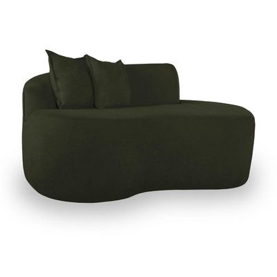 Sofá Design Robusto Elegante Curvo Bouclé Verde Musgo