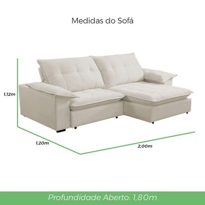 Sofá Retrátil e Reclinável Veludo 2,00m Lisboa Conforto Premium e Design Elegante Lansof Brasil Bege