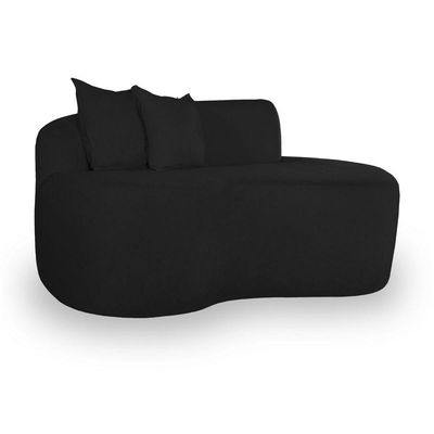 Sofá Design Robusto Elegante Curvo Bouclé Preto