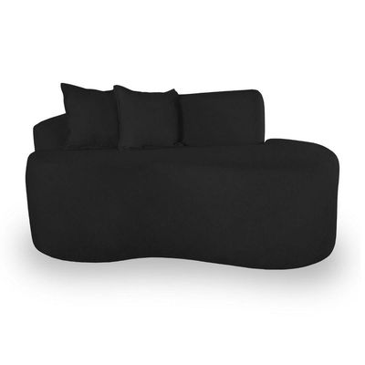 Sofá Design Robusto Elegante Curvo Bouclé Preto
