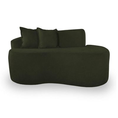 Sofá Sala Curvo 2 Lugares Bouclé Verde Musgo