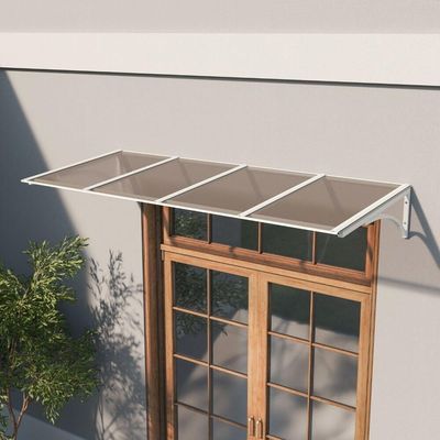 Toldo Fixo Policarbonato Alveolar Bronze - 2,50m X 1,50m - Estrutura Branca