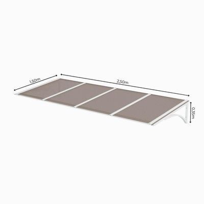Toldo Fixo Policarbonato Alveolar Bronze - 2,50m X 1,50m - Estrutura Branca