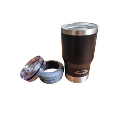 Copo Térmico 4 Em 1 Com Tampa Porta Latas E Long Neck Plasvale Preto
