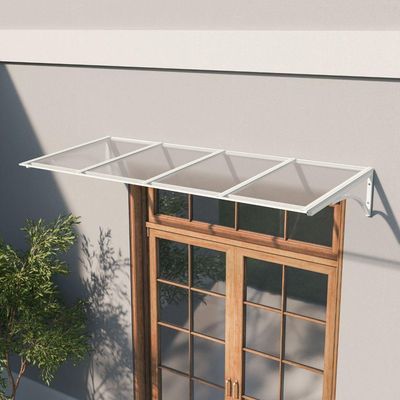 Toldo Fixo Policarbonato Alveolar Cristal - 2,50m X 1,00m - Estrutura Branca