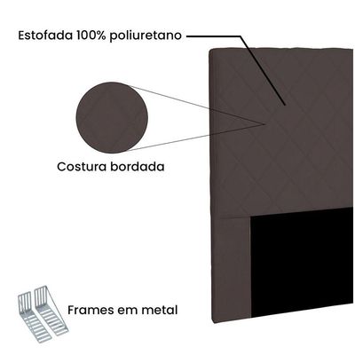 Cabeceira Dubai Para Cama Box Solteiro 90cm Suede - D'Rossi Café