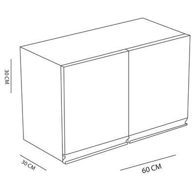 Armário Aéreo 2 Portas Preto Em Mdf