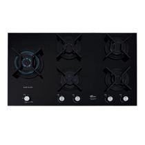 Cooktop A Gás Fischer 5 Bocas Tripla Chama Infinity Duo Com Trempe Ferro Fundido Mesa Vidro Bivolt