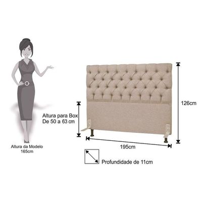 Cabeceira Cama Box Casal King 195cm Cristal Linho Bege