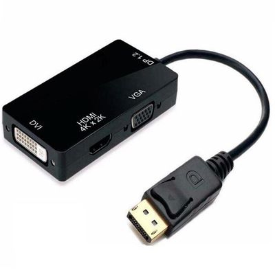 Adaptador Displayport x HDMI DVI VGA Fêmea Multiport 3x1