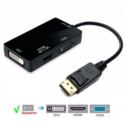 Adaptador Displayport x HDMI DVI VGA Fêmea Multiport 3x1