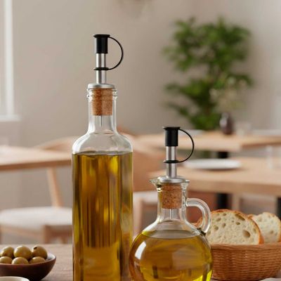Bico Dosador com Rolha e Tampa Azeite Bebidas Inox 2un
