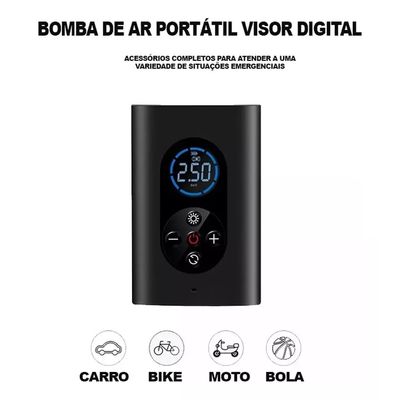 Bomba De Encher Pneu Carro Bike Moto Portátil Digital Recarr