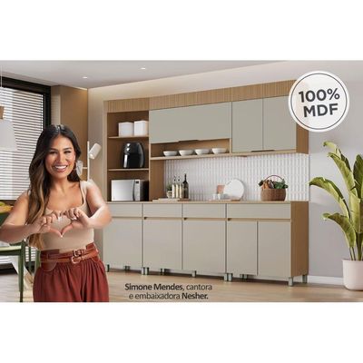 Cozinha Modulada Nesher Realeza 2 Peças CZ108 Carvalho/Greice