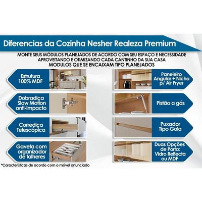 Cozinha Modulada Nesher Realeza 2 Peças CZ108 Carvalho/Greice