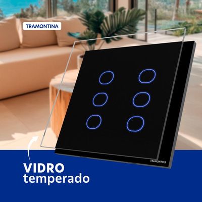 Interruptor Touch Smart 4x4 Tramontina Preto com 6 Canais