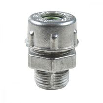 Conector prensa-cabo 3/8" em alumínio - bucha na cor verde