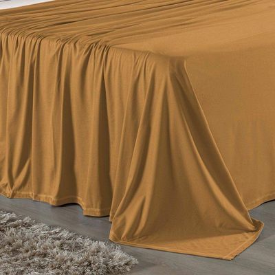 Jogo  Cama Queen Nobre 4 Peças Lençol  Elástico  30cm  Altura  100% Algodão  Cobre  Palha