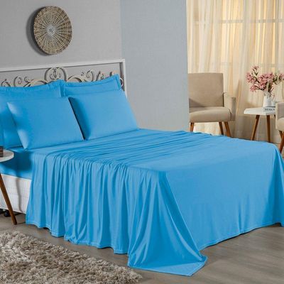 Jogo  Cama Solteiro Nobre 3 Peças Lençol  Elástico  30cm  Altura  100% Algodão  Turquesa