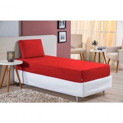 Jogo  Cama Solteiro Nobre 2 Peças Lençol  Elástico  30cm  Altura  100% Algodão  Vermelho