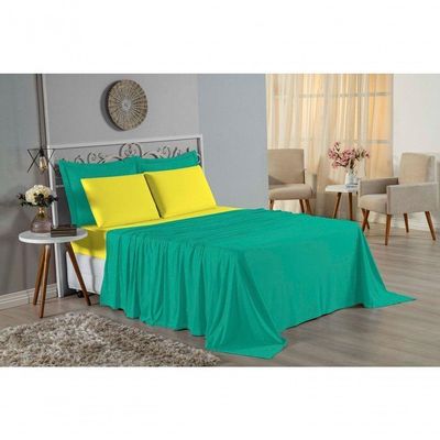 Jogo  Cama Solteiro Nobre 3 Peças Lençol  Elástico  30cm  Altura  100% Algodão  Ja  Amarelo