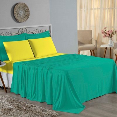 Jogo  Cama Solteiro Nobre 3 Peças Lençol  Elástico  30cm  Altura  100% Algodão  Ja  Amarelo