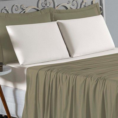 Jogo  Cama King Nobre 4 Peças Lençol  Elástico  30cm  Altura  100% Algodão  Avelã  Palha