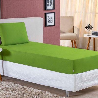 Jogo  Cama Solteiro Nobre 2 Peças Lençol  Elástico  30cm  Altura  100% Algodão  Pistache