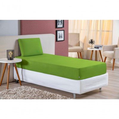 Jogo  Cama Solteiro Nobre 2 Peças Lençol  Elástico  30cm  Altura  100% Algodão  Pistache