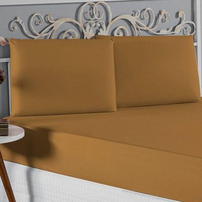 Jogo De Cama Queen Nobre 3 Peças Lençol Com Elástico De 30cm De Altura Malha 100% Algodão - Cobre