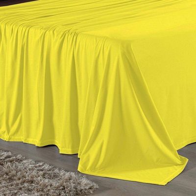 Jogo  Cama Solteiro Nobre 3 Peças Lençol  Elástico  30cm  Altura  100% Algodão  Amarelo  Marrom