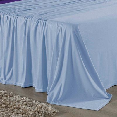 Jogo  Cama Casal Nobre 4 Peças Lençol  Elástico  30cm  Altura  100% Algodão  Azulbebê  Roxo