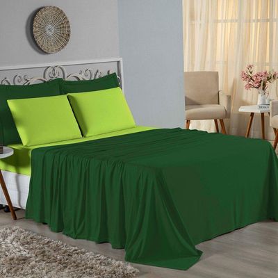 Jogo  Cama Queen Nobre 4 Peças Lençol  Elástico  30cm  Altura  100% Algodão  Verbanira  Pistache