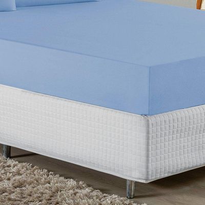 Jogo  Cama Queen Nobre 3 Peças Lençol  Elástico  30cm  Altura  100% Algodão  Azulbebê