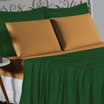 Jogo  Cama Queen Nobre 4 Peças Lençol  Elástico  30cm  Altura  100% Algodão  Verbanira  Cobre