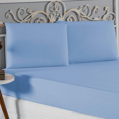 Jogo  Cama Queen Nobre 3 Peças Lençol  Elástico  30cm  Altura  100% Algodão  Azulbebê