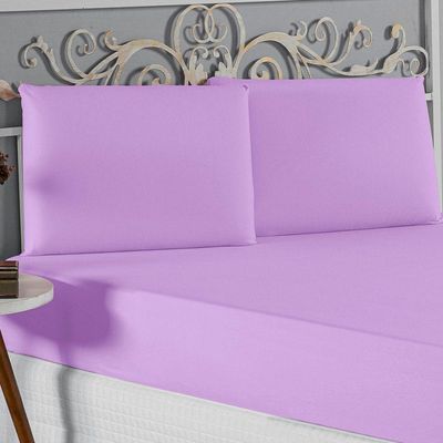 Jogo De Cama Queen Nobre 3 Peças Lençol Com Elástico De 30cm De Altura Malha 100% Algodão - Lilás