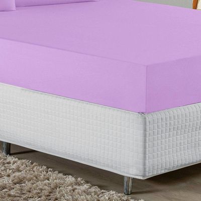 Jogo De Cama Queen Nobre 3 Peças Lençol Com Elástico De 30cm De Altura Malha 100% Algodão - Lilás