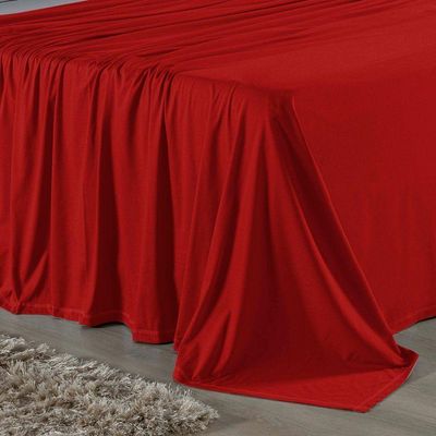 Jogo  Cama Casal Nobre 4 Peças Lençol  Elástico  30cm  Altura  100% Algodão  Vermelho  Cinza