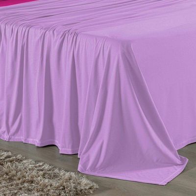 Jogo  Cama Casal Nobre 4 Peças Lençol  Elástico  30cm  Altura  100% Algodão  Lilás  Pink