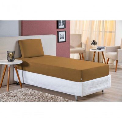 Jogo De Cama Solteiro Nobre 2 Peças Lençol Com Elástico De 30cm De Altura Malha 100% Algodão - Cobre