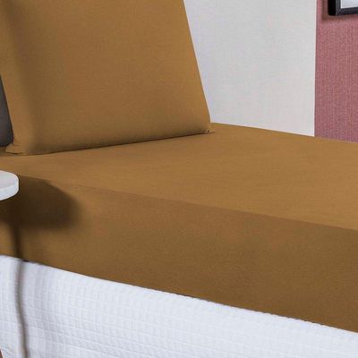 Jogo De Cama Solteiro Nobre 2 Peças Lençol Com Elástico De 30cm De Altura Malha 100% Algodão - Cobre