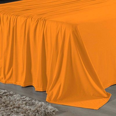 Jogo  Cama Queen Nobre 4 Peças Lençol  Elástico  30cm  Altura  100% Algodão  Laranja  Preto