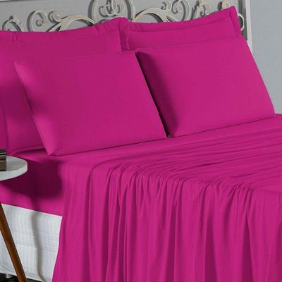 Jogo De Cama Queen Nobre 4 Peças Lençol Com Elástico De 30cm De Altura Malha 100% Algodão - Pink